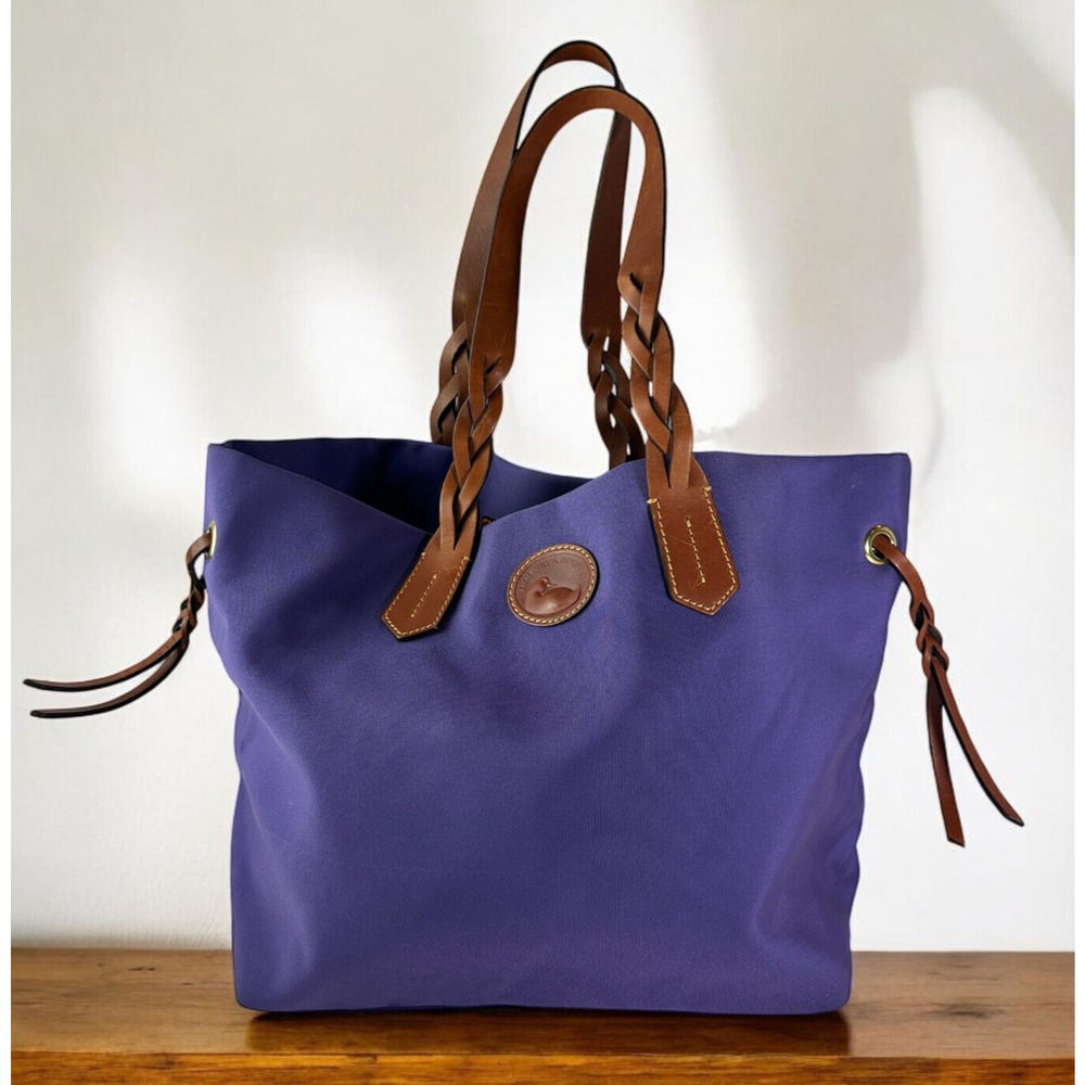 Dooney & Bourke Nylon Shopper Tote Bag Purple HTF Rare Color Large Shoulder Bag - Picture 15 of 15